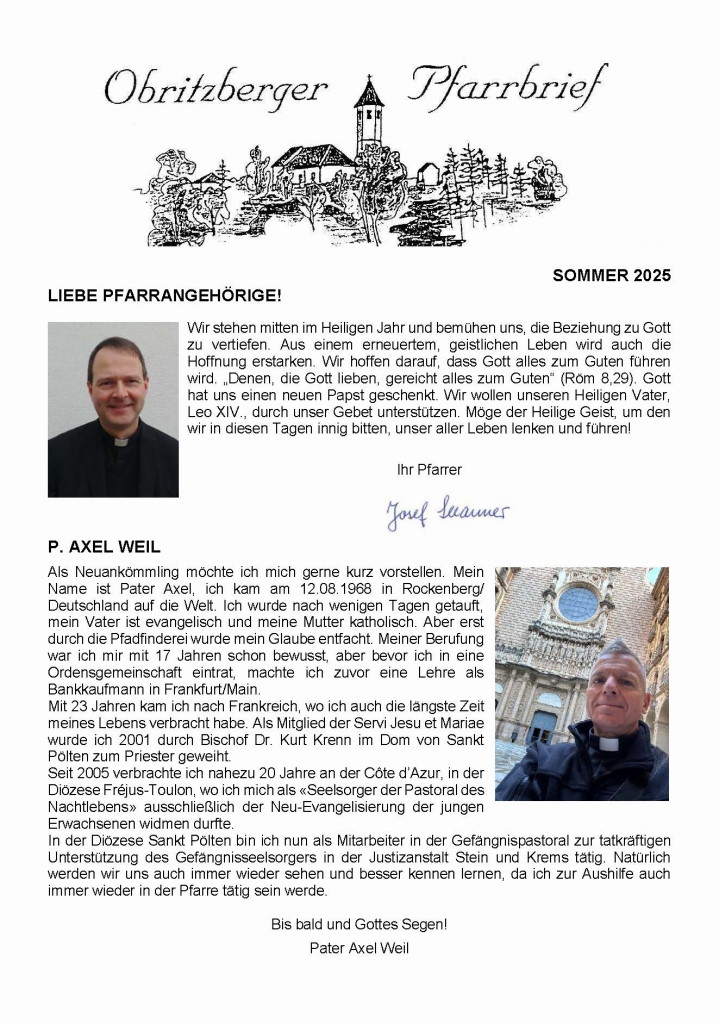 Pfarrbrief Sommer 2025